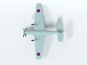 low poly cartoon fairey spearfish wwii airplane 3D Model