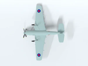 low poly cartoon fairey spearfish wwii airplane 3D Model