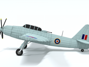 low poly cartoon fairey spearfish wwii airplane 3D Model