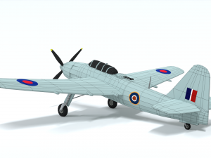 low poly cartoon fairey spearfish wwii airplane 3D Model