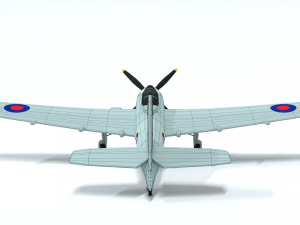 low poly cartoon fairey spearfish wwii airplane 3D Model