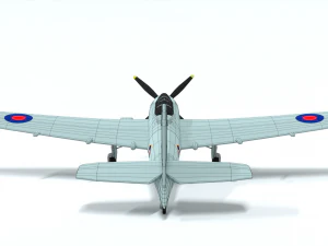 low poly cartoon fairey spearfish wwii airplane 3D Model