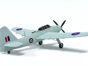 low poly cartoon fairey spearfish wwii airplane 3D Model
