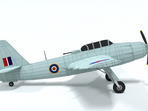 low poly cartoon fairey spearfish wwii airplane 3D Model