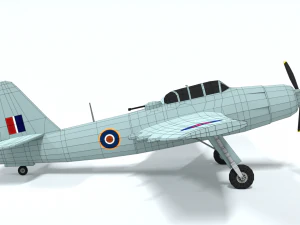 low poly cartoon fairey spearfish wwii airplane 3D Model