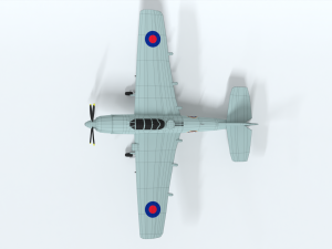 low poly cartoon fairey spearfish wwii airplane 3D Model