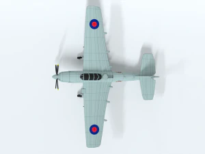 low poly cartoon fairey spearfish wwii airplane 3D Model