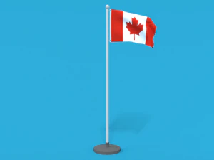 Bandera de Canad&aacute; animada sin costuras de baja poli Modelo 3D