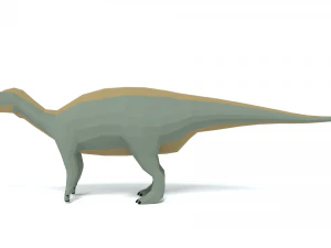 low poly cartoon iguanodon dinosaur 3D Model