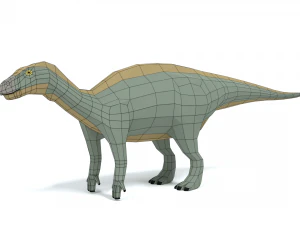 low poly cartoon iguanodon dinosaur 3D Model