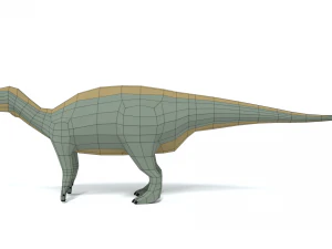 low poly cartoon iguanodon dinosaur 3D Model