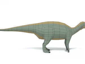 low poly cartoon iguanodon dinosaur 3D Model