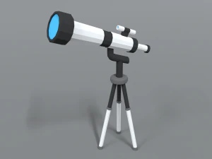 telescopio cartoon low poly Modello 3D
