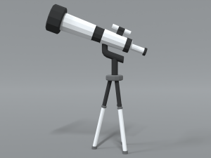 low poly cartoon telescope 3D Model