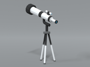 low poly cartoon telescope 3D Model