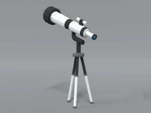 low poly cartoon telescope 3D Model