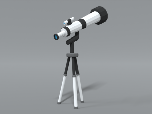low poly cartoon telescope 3D Model