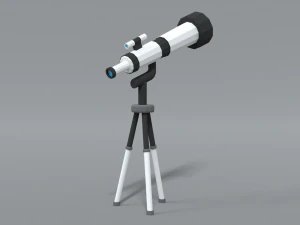 low poly cartoon telescope 3D Model