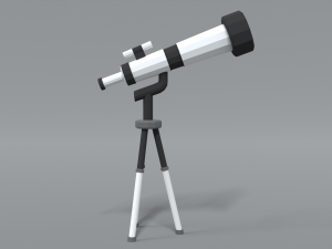 low poly cartoon telescope 3D Model