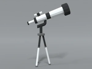 low poly cartoon telescope 3D Model
