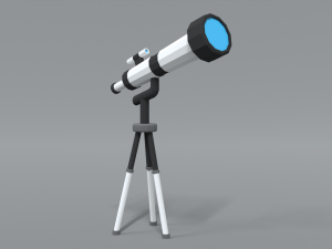 low poly cartoon telescope 3D Model