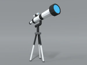 low poly cartoon telescope 3D Model