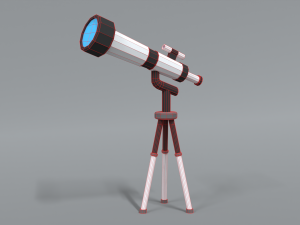 low poly cartoon telescope 3D Model