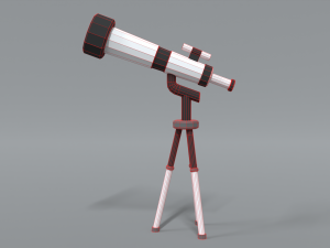 low poly cartoon telescope 3D Model