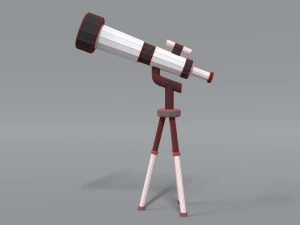 low poly cartoon telescope 3D Model