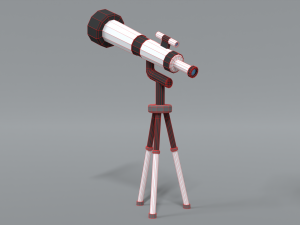 low poly cartoon telescope 3D Model