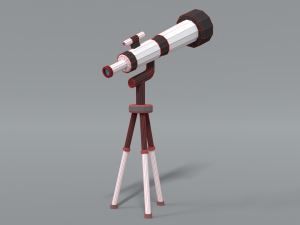 low poly cartoon telescope 3D Model