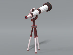 low poly cartoon telescope 3D Model