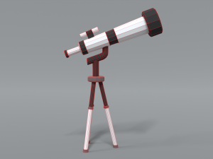 low poly cartoon telescope 3D Model