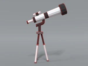 low poly cartoon telescope 3D Model