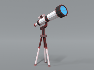 low poly cartoon telescope 3D Model