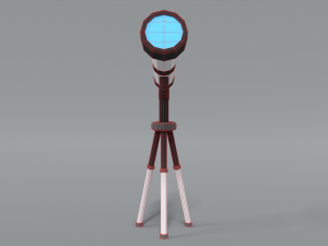 low poly cartoon telescope 3D Model