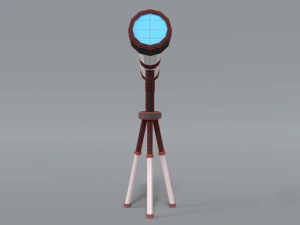 low poly cartoon telescope 3D Model