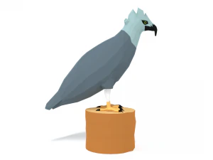 low poly cartoon harpy eagle 3D Model