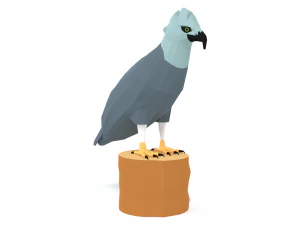 low poly cartoon harpy eagle 3D Model