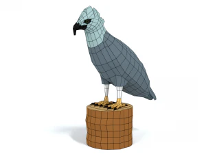 low poly cartoon harpy eagle 3D Model