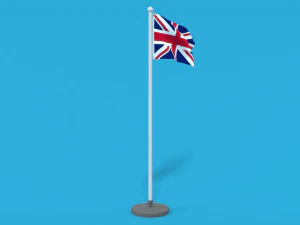low poly seamless animated united kingdom flag 3D Model
