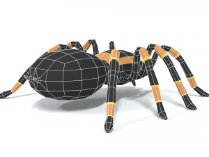 low poly cartoon tarantula 3D Model