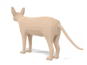 low poly cartoon sphynx cat 3D Model