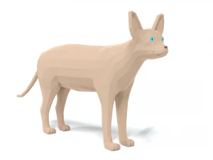 low poly cartoon sphynx cat 3D Model