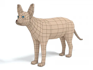 low poly cartoon sphynx cat 3D Model