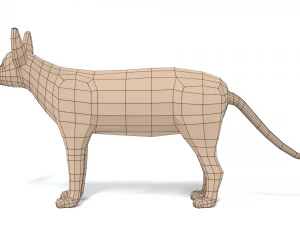 low poly cartoon sphynx cat 3D Model