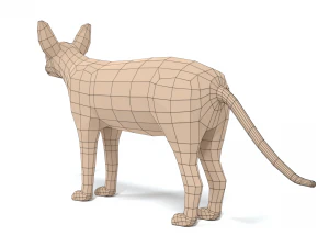 low poly cartoon sphynx cat 3D Model