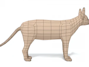 low poly cartoon sphynx cat 3D Model