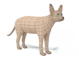 low poly cartoon sphynx cat 3D Model