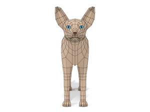 low poly cartoon sphynx cat 3D Model